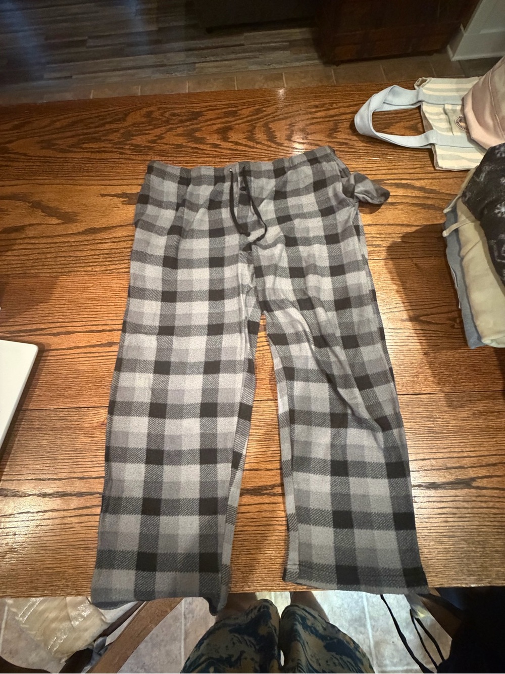 Fruit of the Loom Gray and Black Plaid Sleepwear Pants